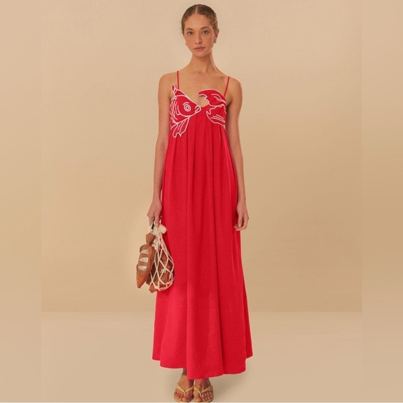 FARM Rio | Dresses | Farm Rio Red Fish Top Maxi Dress | Poshmark